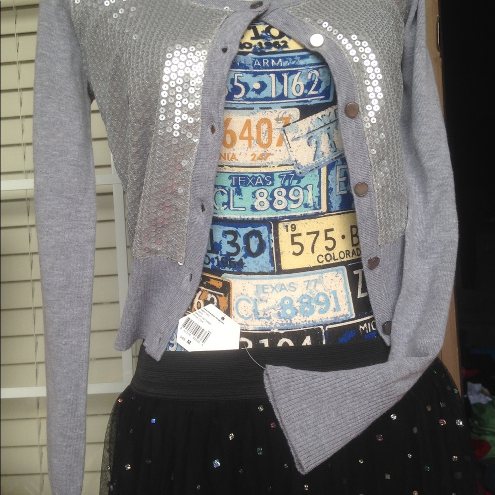 My Michelle sparkle small grey cardigan